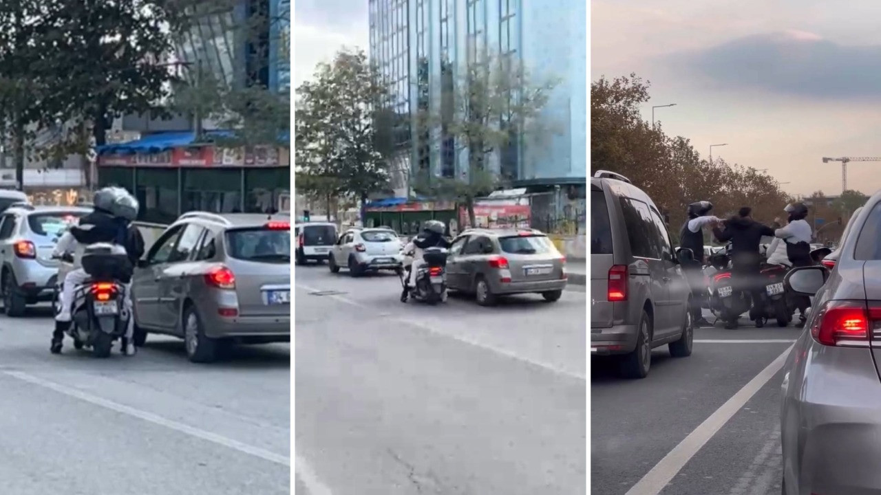 Mahalle karıştı: Motosiklet sürücüsü o arada yumrukla ayna kırdı