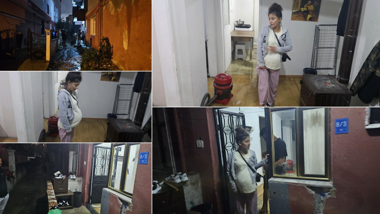 Gün boyu etkili olan sağanak sonrası evi lağım bastı