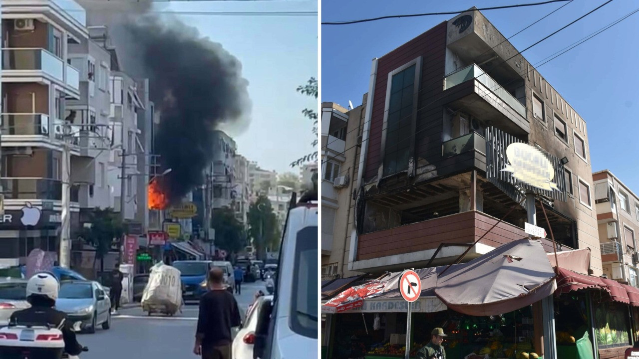 İzmir'de korkutan yangın: 3 katlı bina alev alev yandı