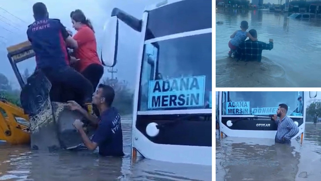 Su baskınında 25 yolcu mahsur kaldı