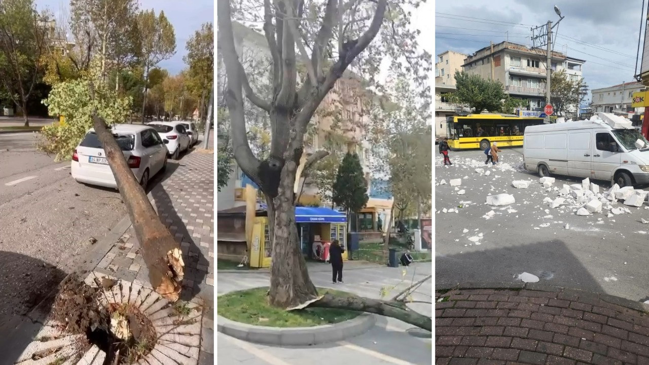 Bursa’da fırtına hayatı felç etti: Ağaçlar devrildi, çatıdan tuğlalar uçtu