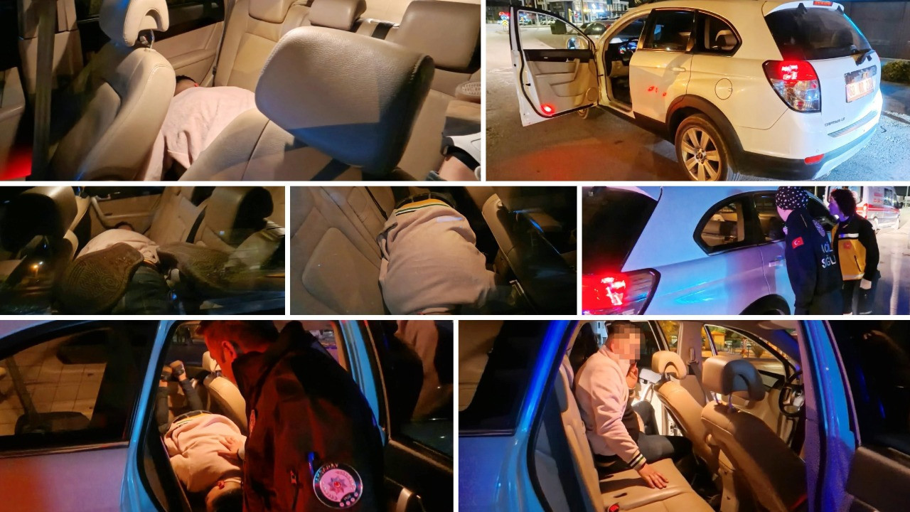 Yol ortasında çalışır vaziyette kapısı açık araçta sızdı