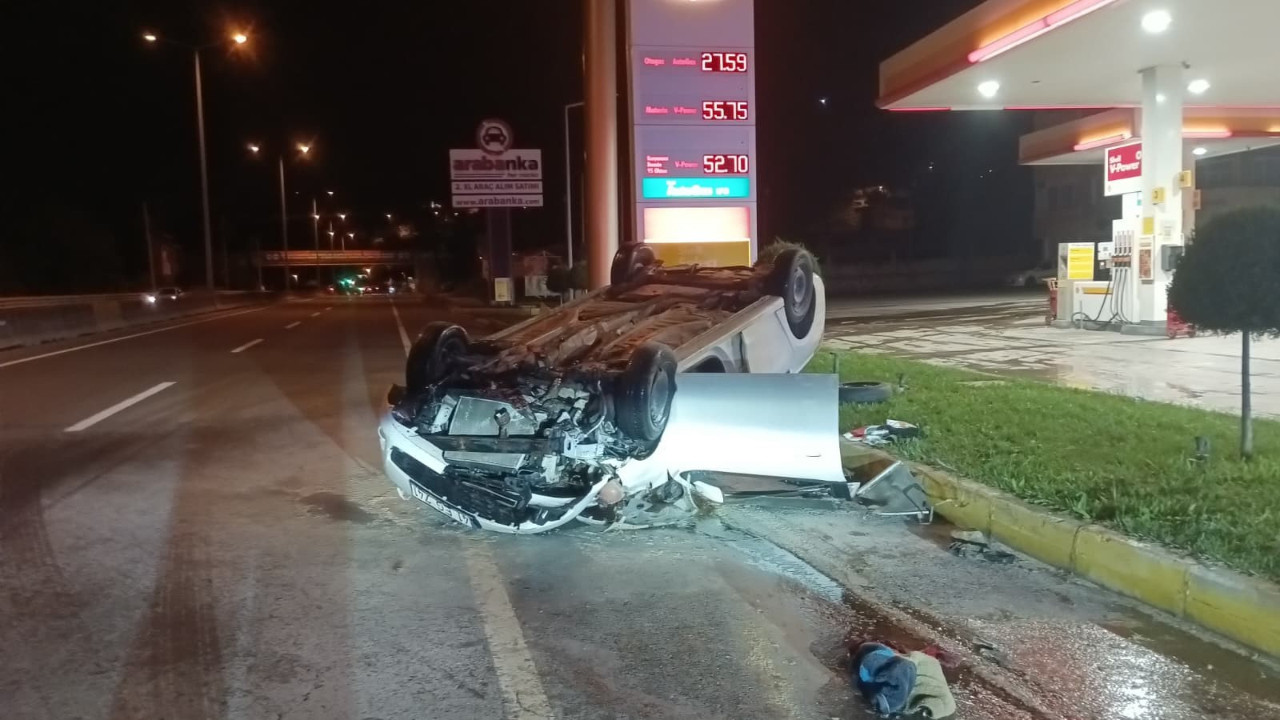 Kontrolden çıkıp takla attı: 3 yaralı