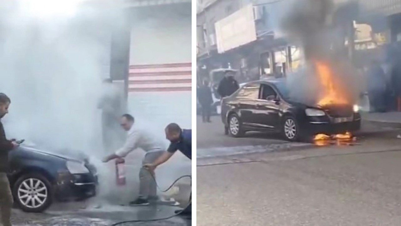 Park halindeki araç alev aldı