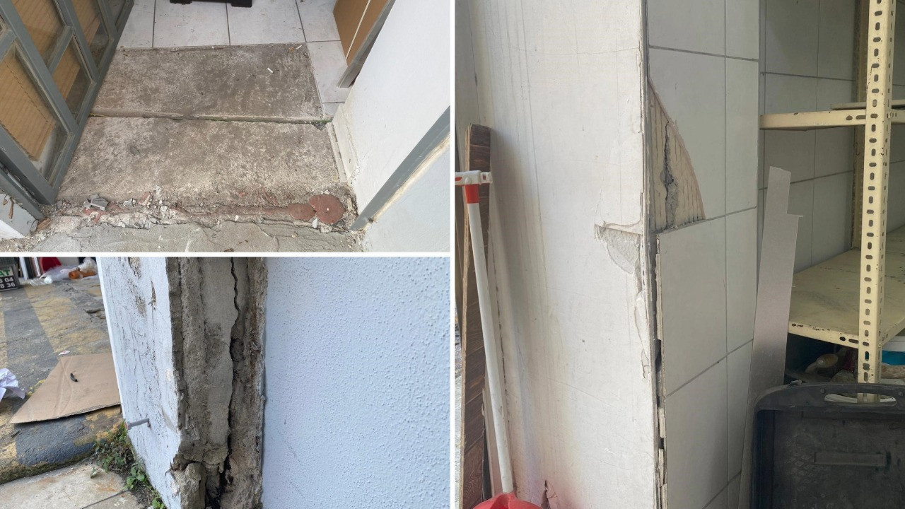 Ataşehir'de kolonları çatlayan bina tahliye edildi