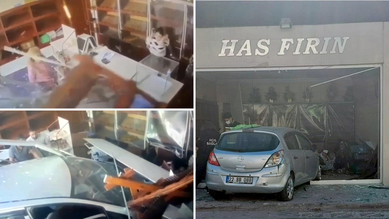 Saniyelerle kurtuldular: Otomobil ekmek fırınına daldı!