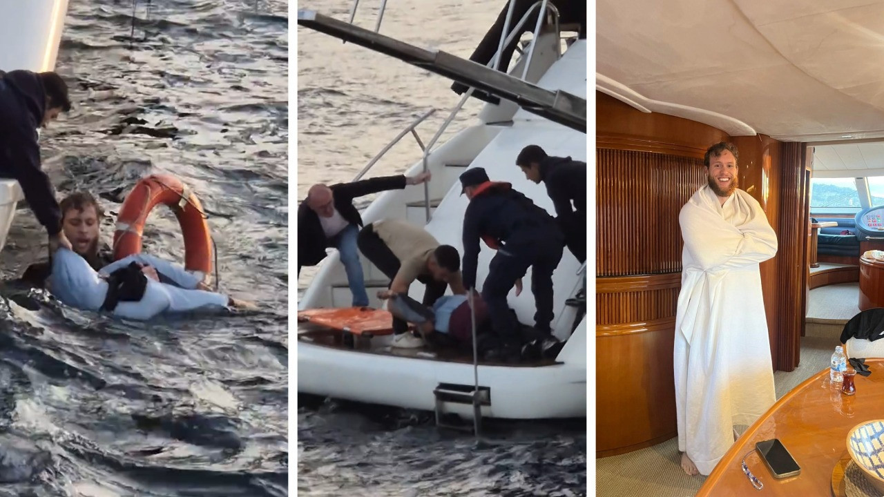 İstanbul Boğazı'nda denize düşen kadını turist kurtardı