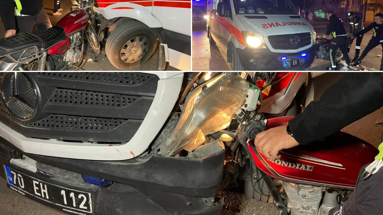 Motosiklet ambulansa ok gibi saplandı