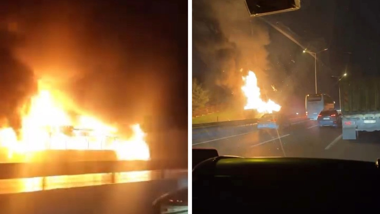 İETT otobüsü alev alev yandı