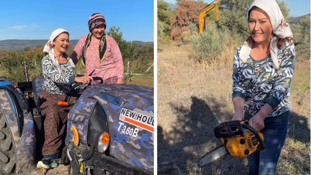 Nurgül Yeşilçay İstanbul'dan kaçmıştı: Köyde zeytin topladı, kepçe kullandı