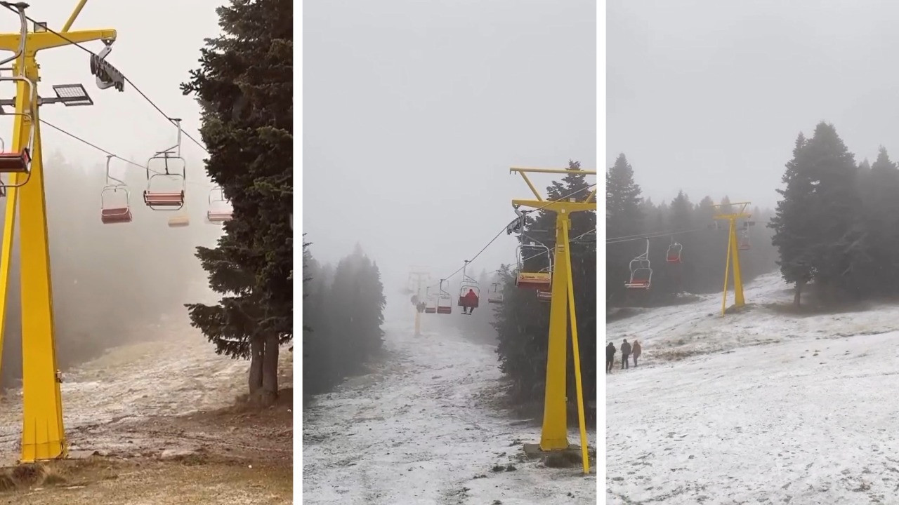 Uludağ'a kar yağdı