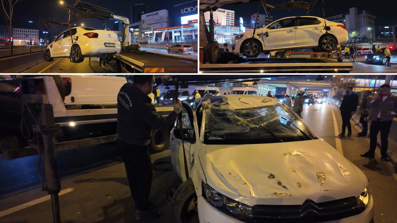 Önce makas sonra takla attı