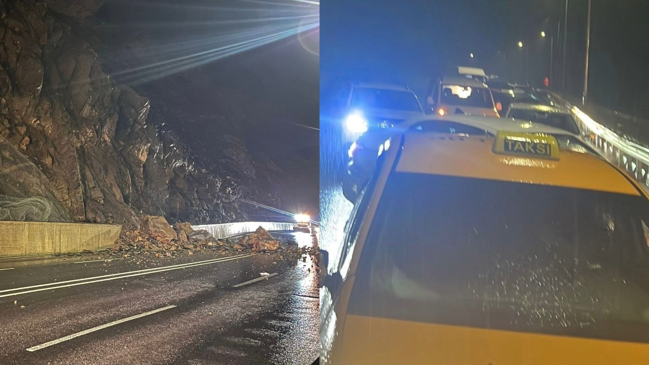 Hakkari'de heyelan, dev kayalar düştü