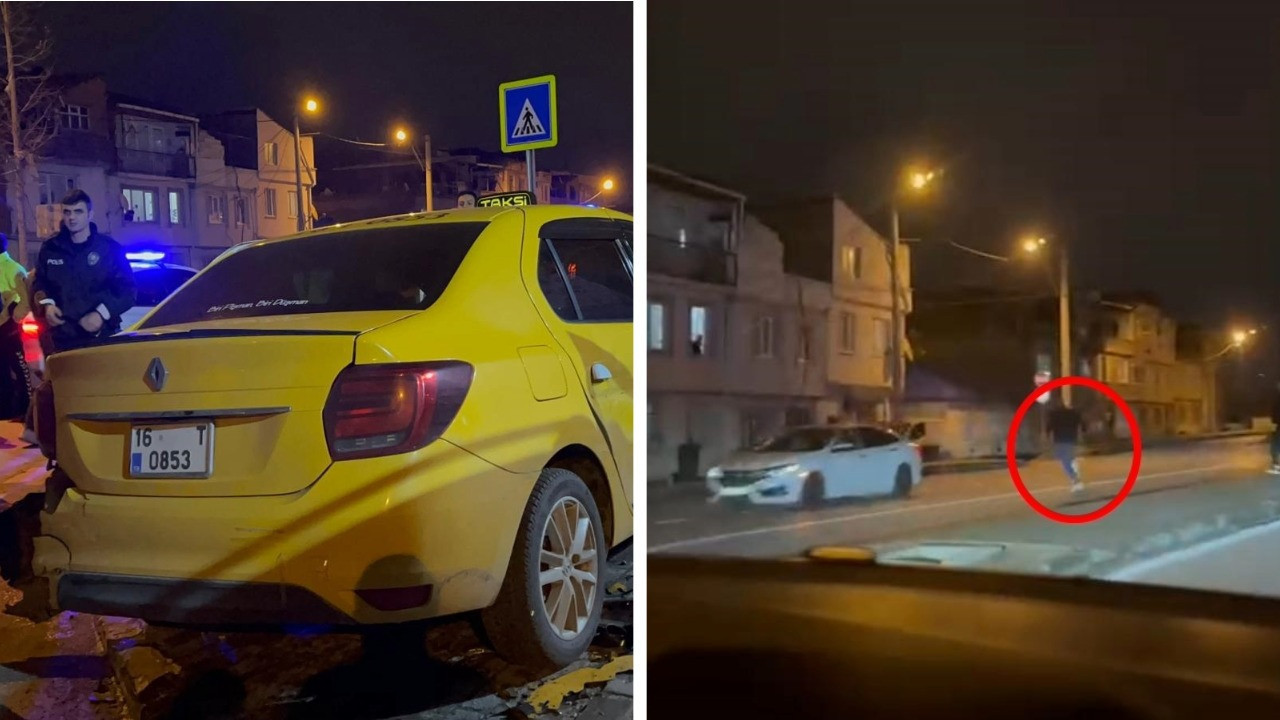 Gasbettiği taksiyle üç araca çarptı, refüje çıkınca yaya kaçtı