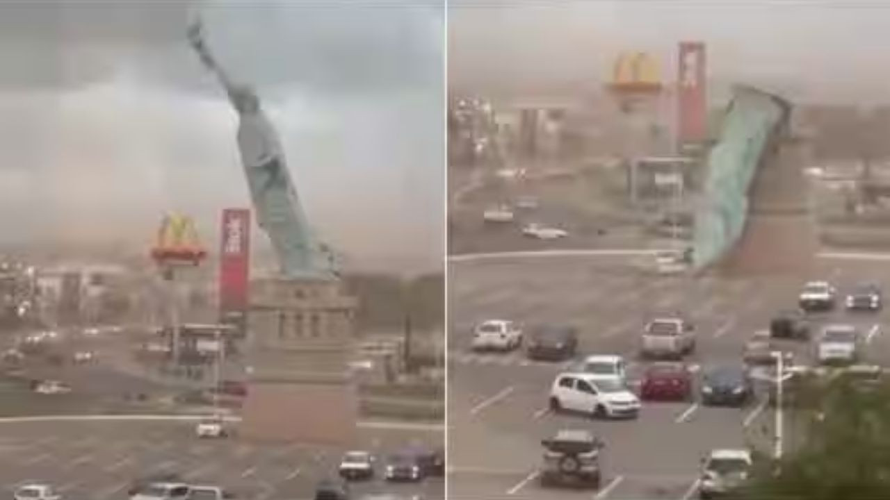 Rüzgar dev heykeli devirdi