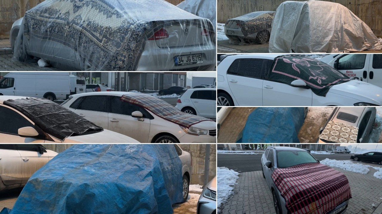 Araçlarını battaniyelere sarıldı