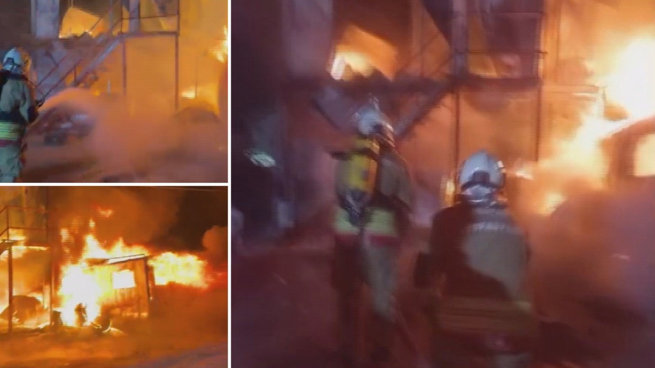 İşçilerin kaldığı konteyner alevlere teslim oldu