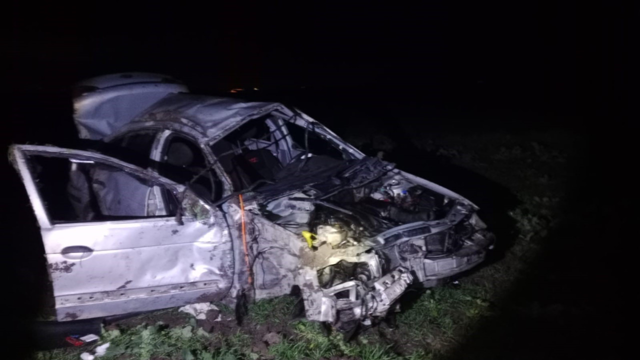 Domuza çarpan araç takla attı: 1 ölü, 1 yaralı