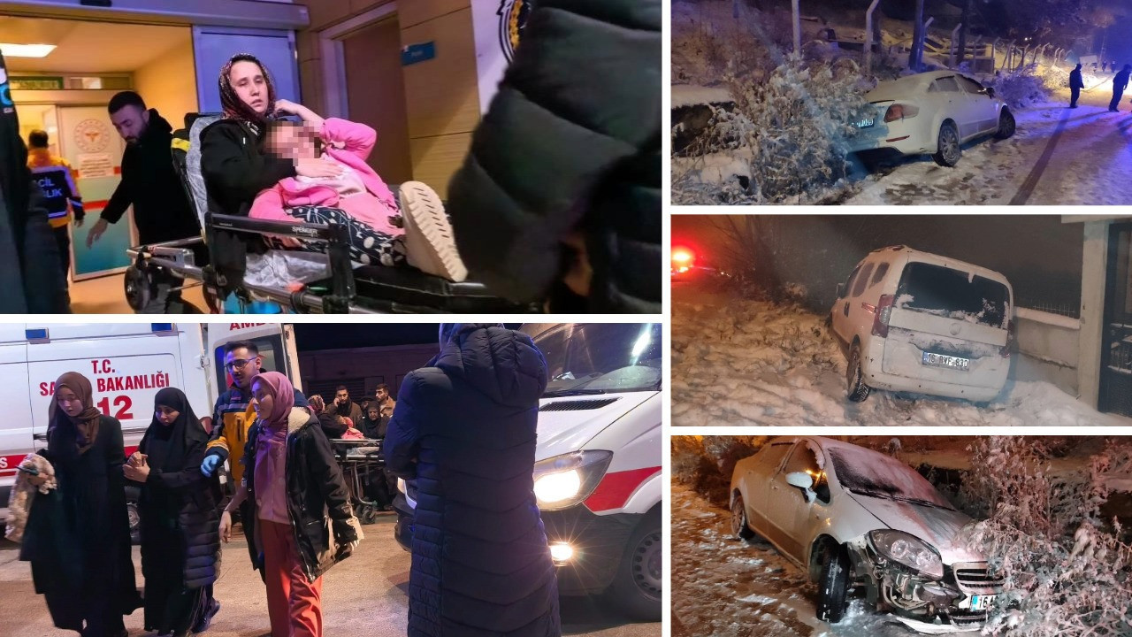 Karlı yolda korkutan kaza: 2'si çocuk 7 yaralı