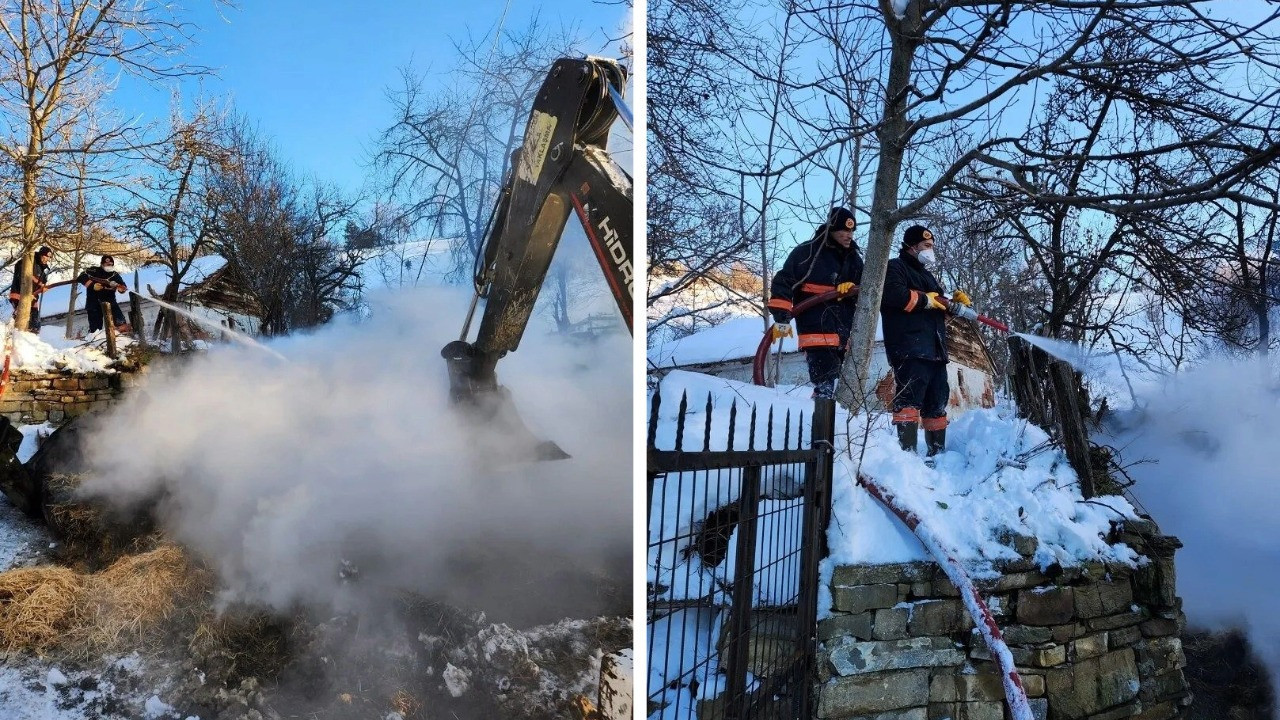 Ahırda çıkan yangında 9 hayvan yanarak öldü