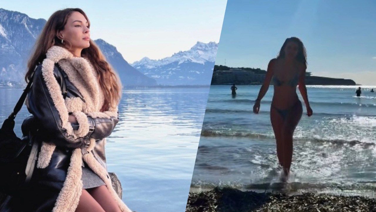 Ebru Şahin soğuğa meydan okudu! 8 derecede denize girdi