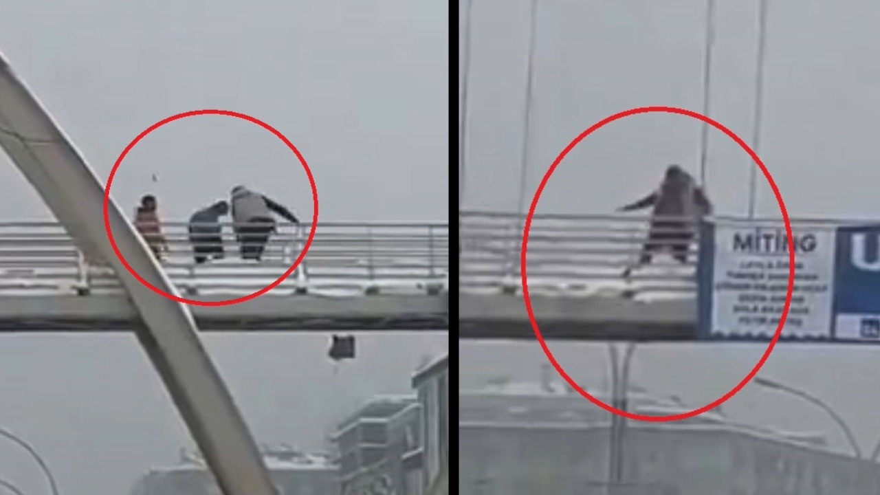 Kar topu atan çocukları tekmeledi