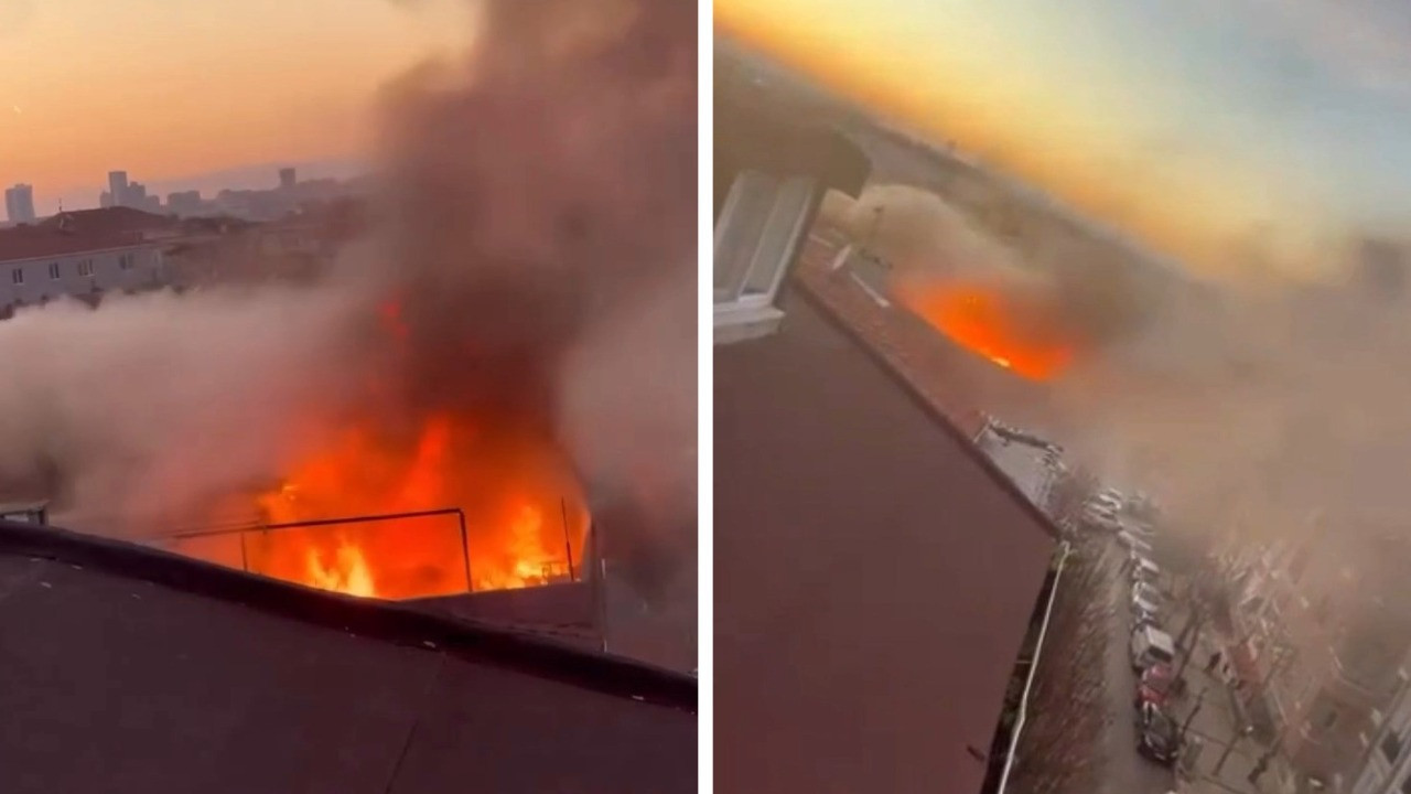 Küçükçekmece'de 3 katlı binada yangın