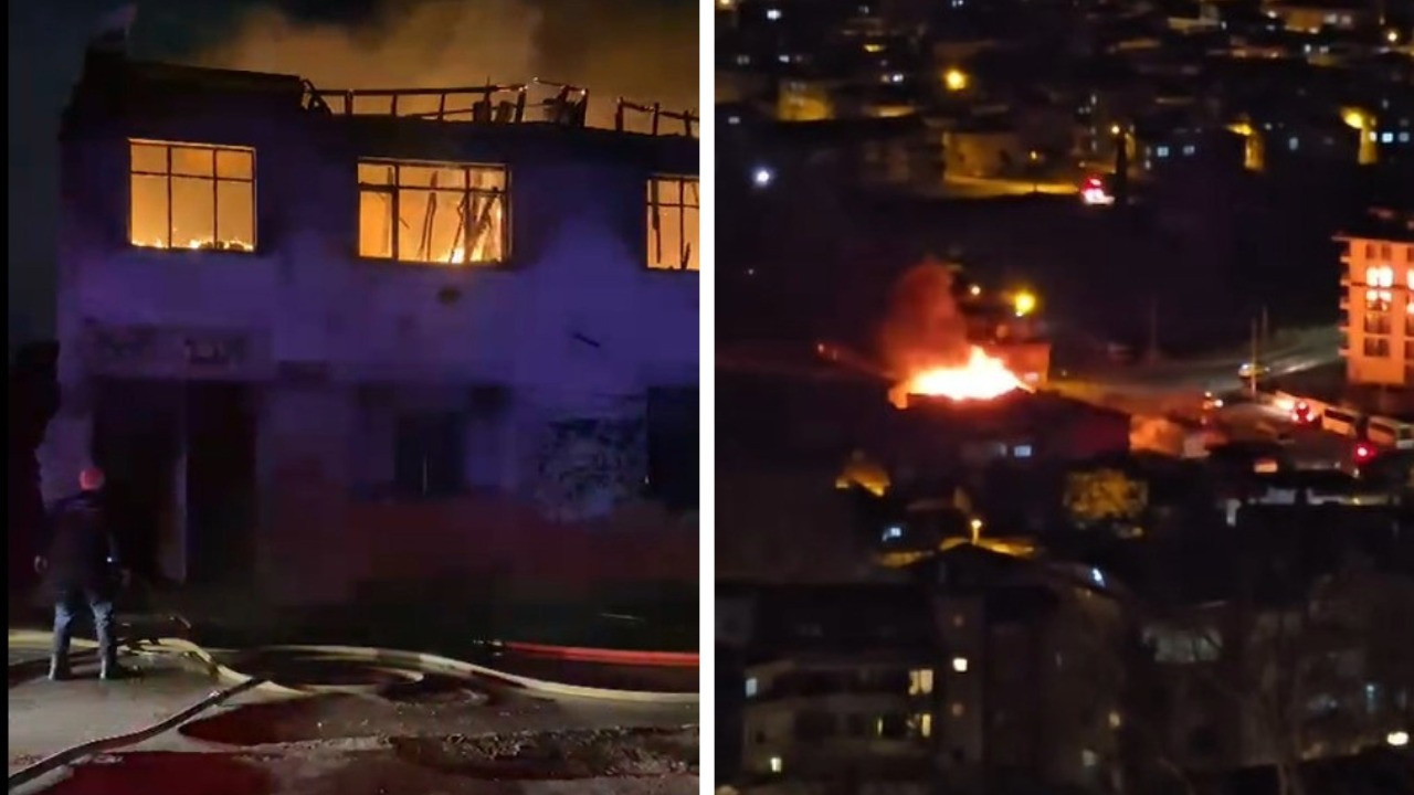 İki katlı binada sobadan çıkan yangın lodosun etkisiyle büyüdü