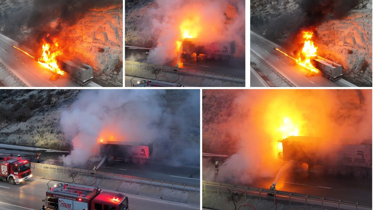 Seyir halindeki TIR alevlere teslim oldu