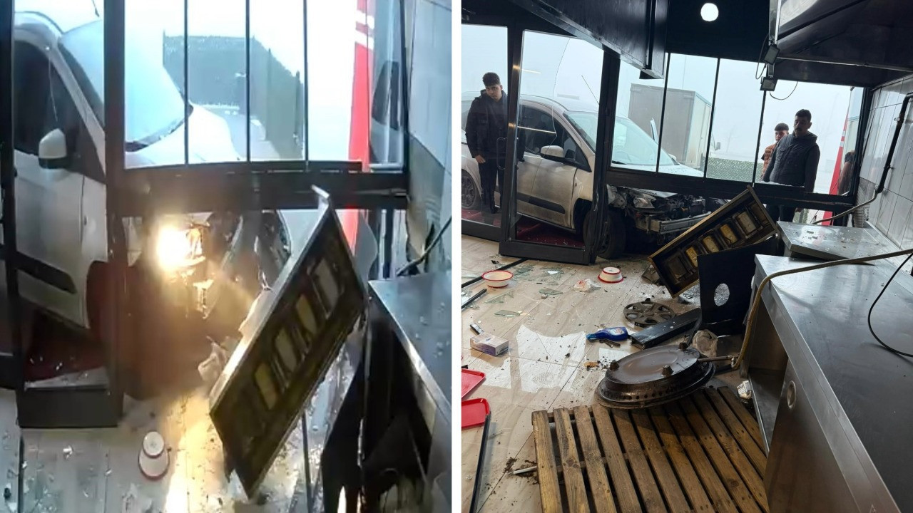 Lavaş getirirken hızını alamadı, dükkana daldı