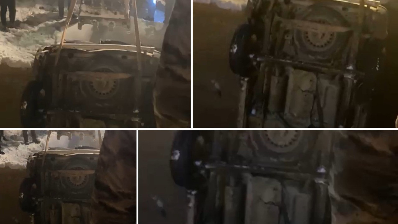 Buzlanma nedeniyle köprüden düşen otomobildeki 4 kişi yaralandı