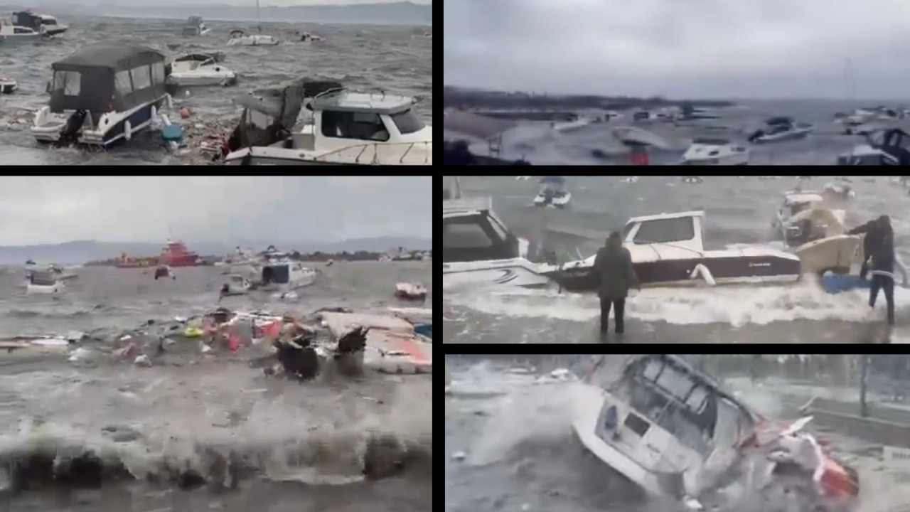 İstanbul'u fırtına aldı: Tekneler alabora oldu