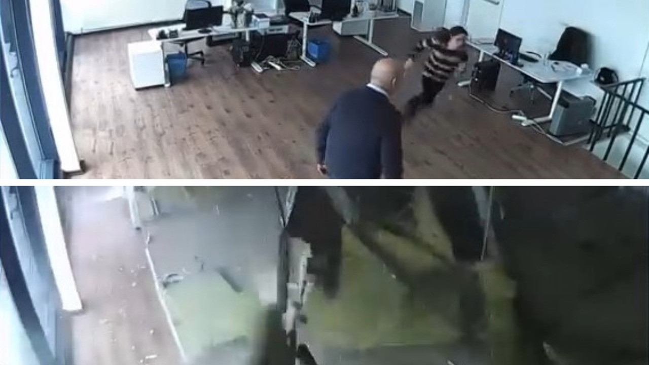 Ofisin tavanı çöktü, 2 kişi son anda kurtuldu