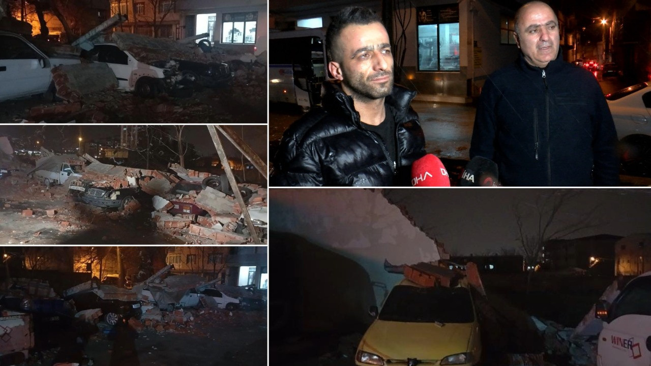 Lodos duvarı devirdi, altında kalan 10 araç hasar gördü