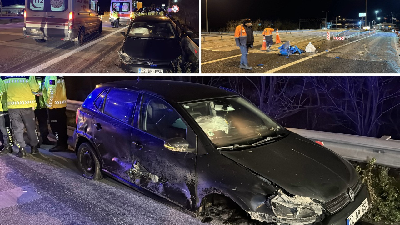 Otobanda ters yönde ilerleyen alkollü sürücü bariyere çarptı