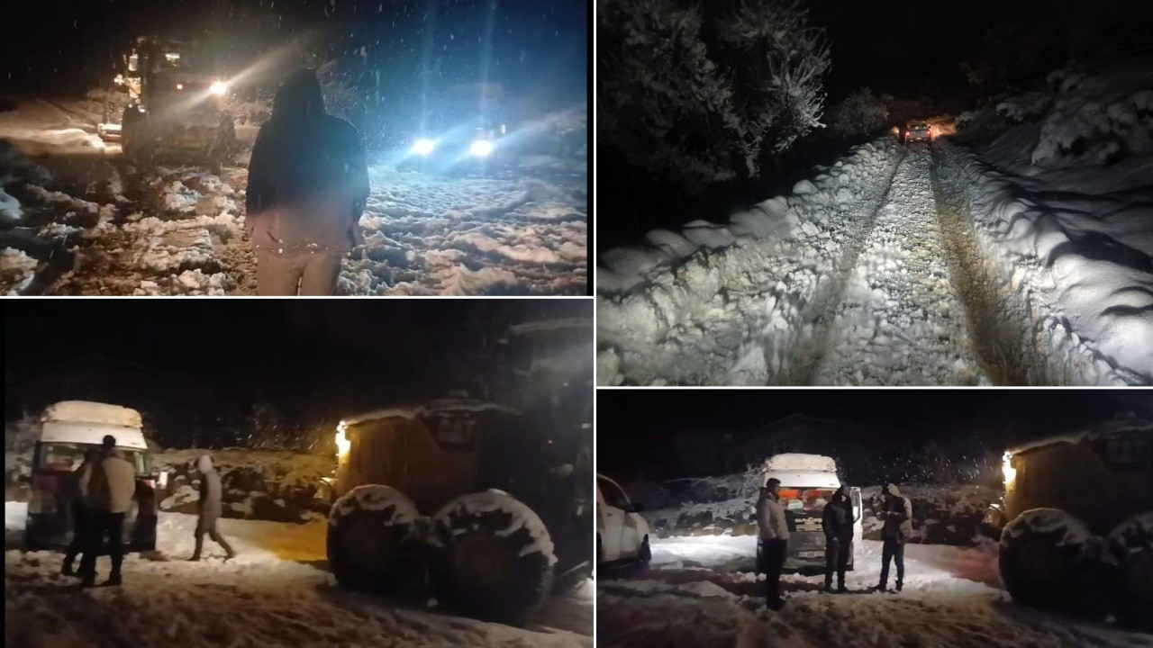 Köy yolunda mahsur kalan 10 kişi kurtarıldı