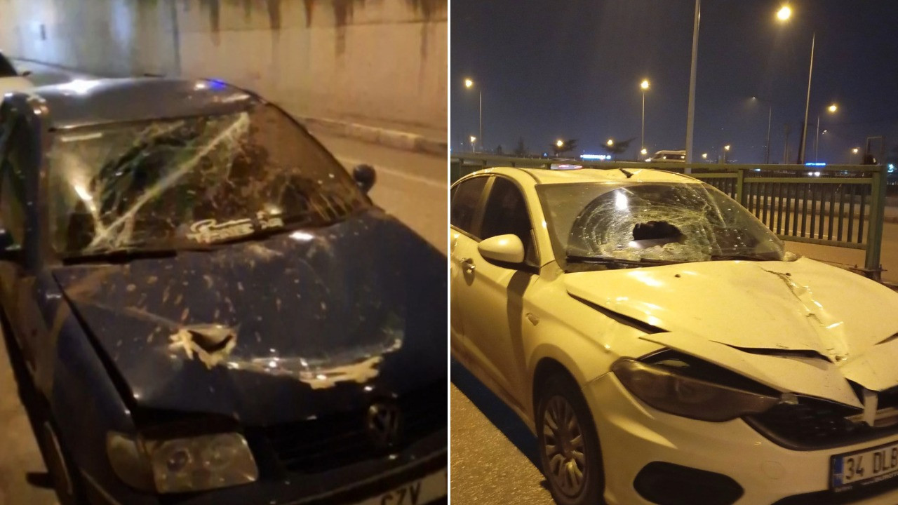 Akıl almaz kazalar zinciri: İki araca durup dururken bariyer saplandı