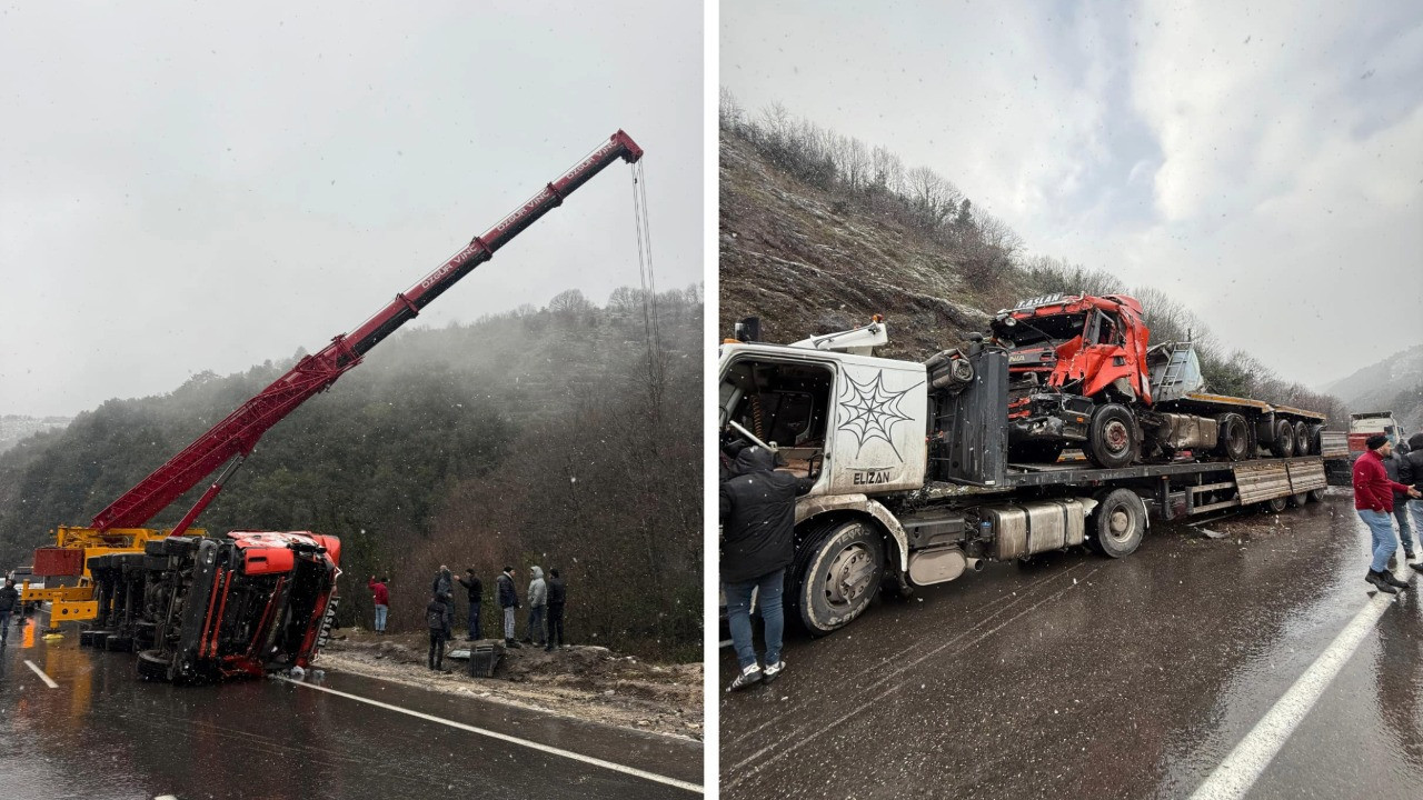 Alkollü sürücünün kullandığı TIR, uçuruma devrildi
