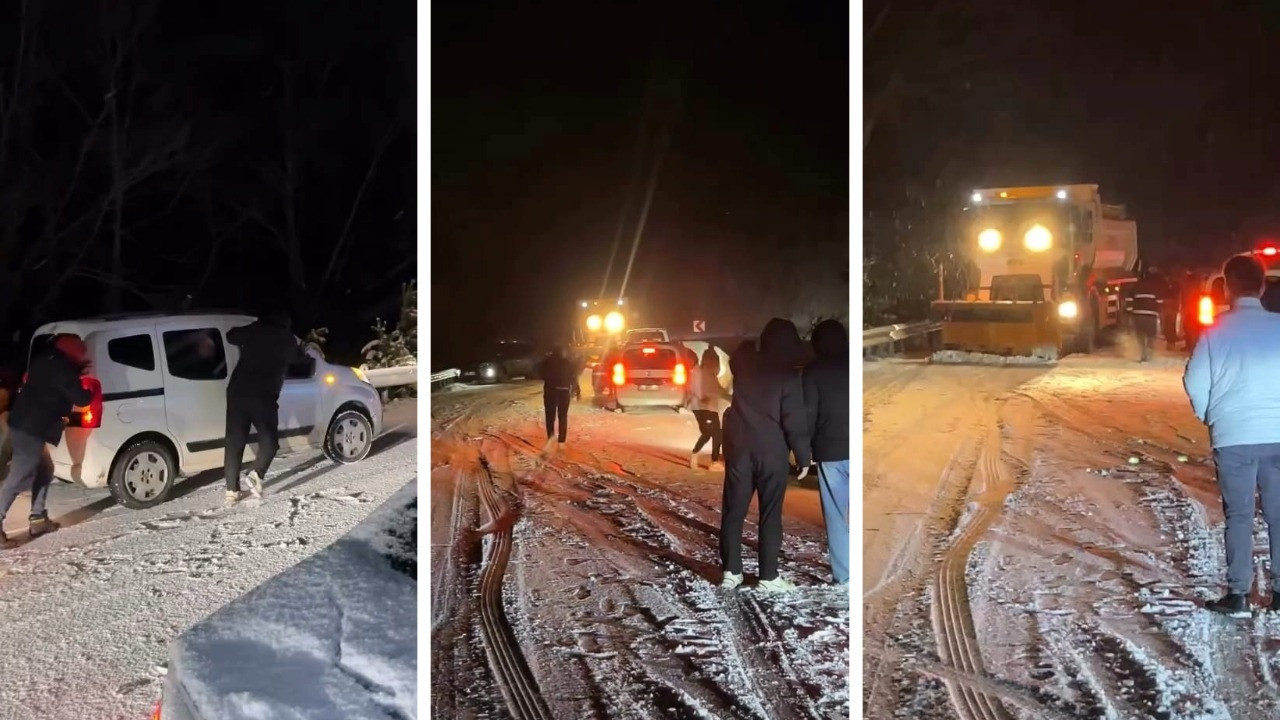 Oylat kaplıcaları yolu kar nedeniyle kapandı: 20 araç mahsur kaldı