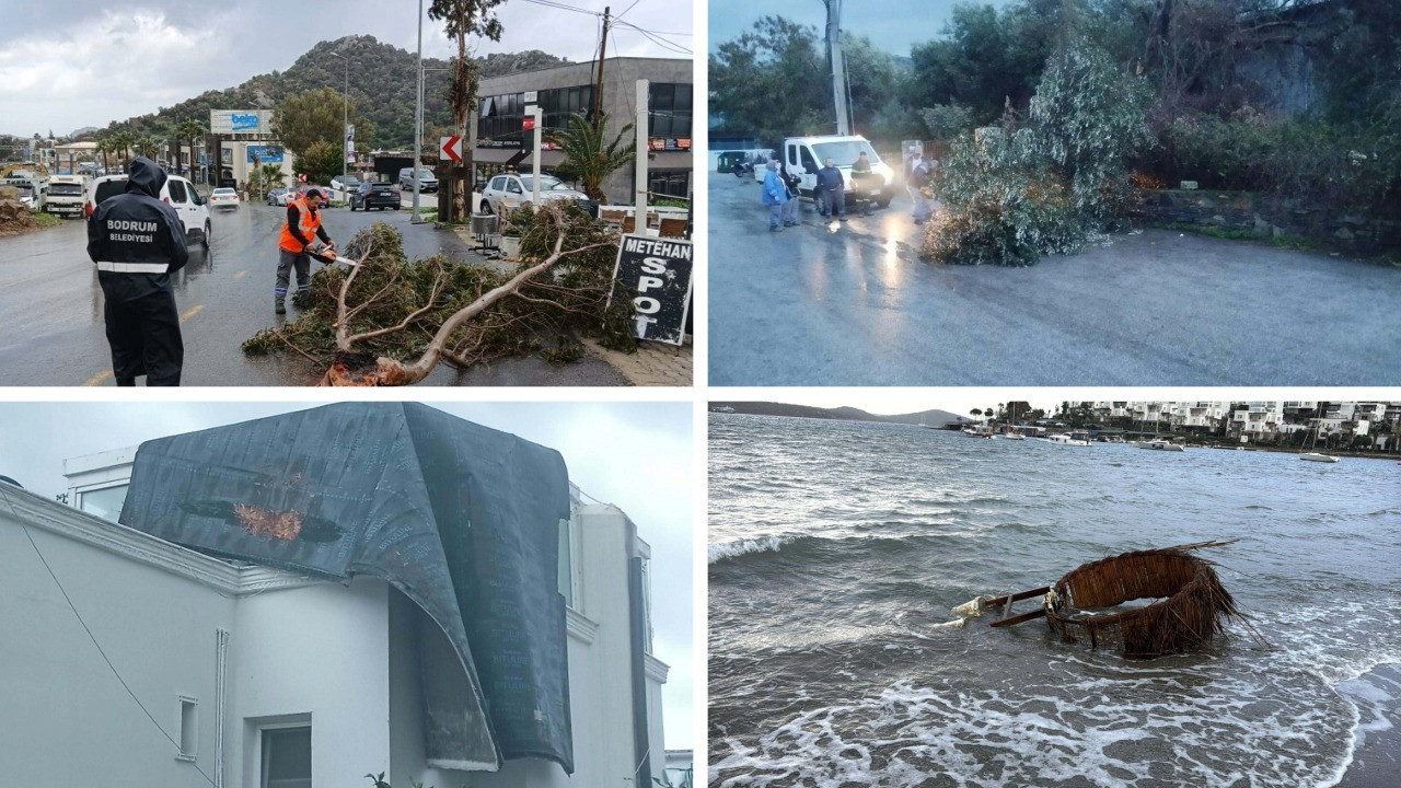 Bodrum’da fırtına alarmı: Ağaçlar devrildi, deniz ulaşımı durdu