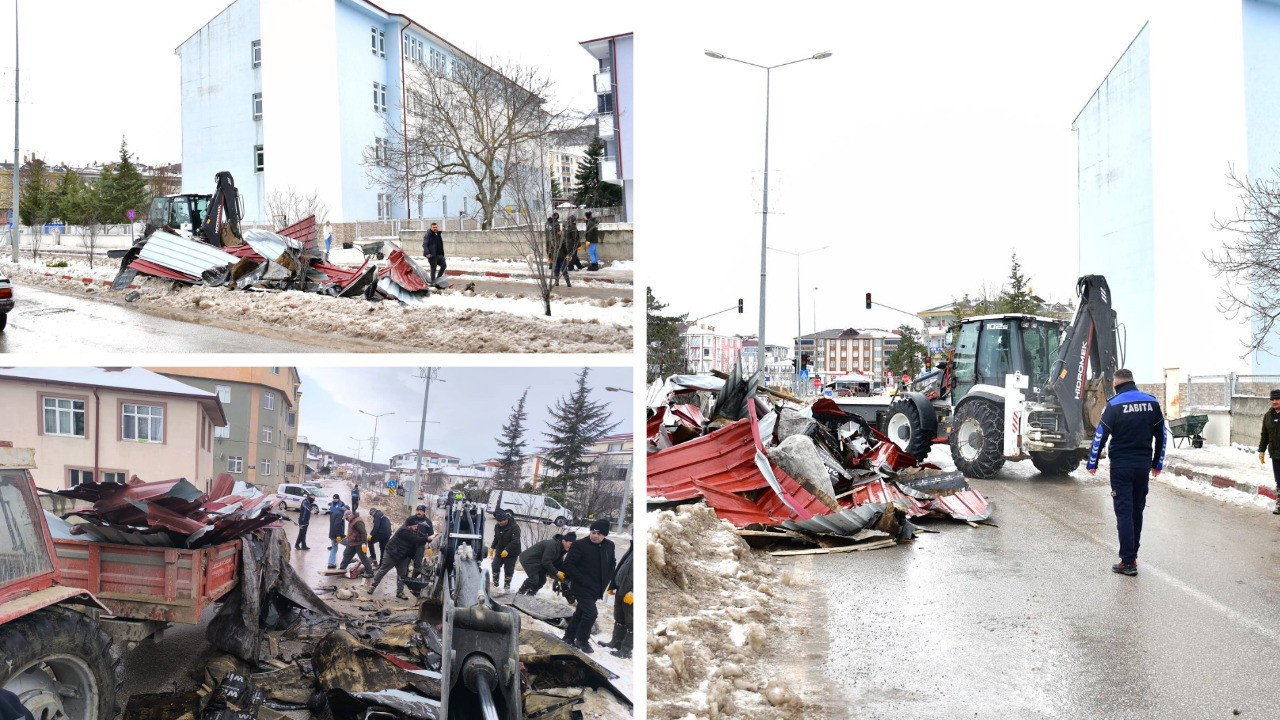 Kuvvetli rüzgar okulun çatısını uçurdu