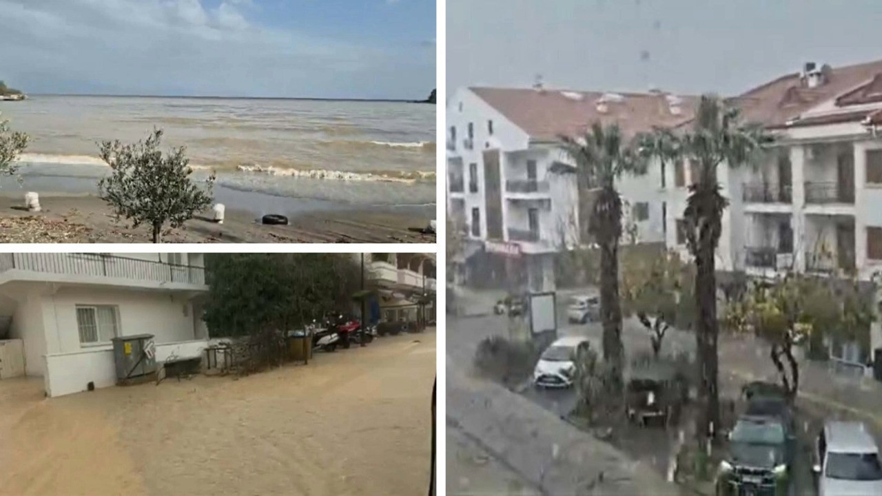 Muğla'da sağanak alarmı: Yollar göle döndü, deniz renk değiştirdi