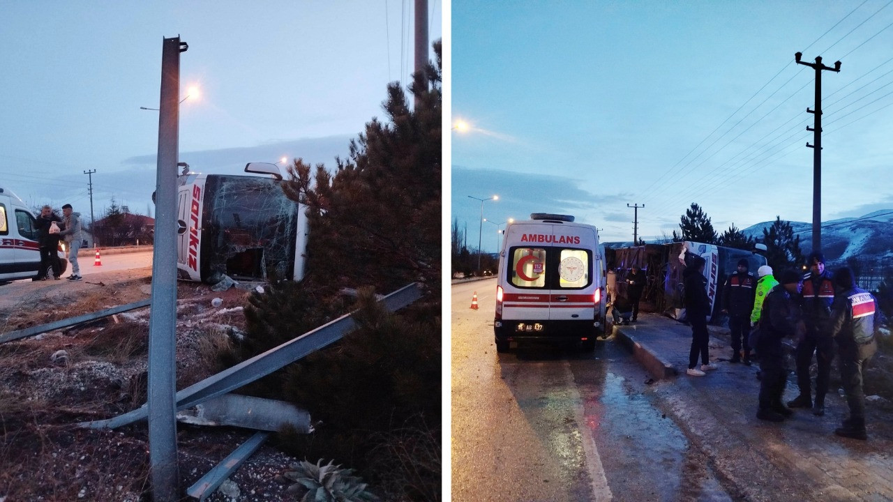 Burdur’da yolcu otobüsü devrildi: 12 kişi yaralandı