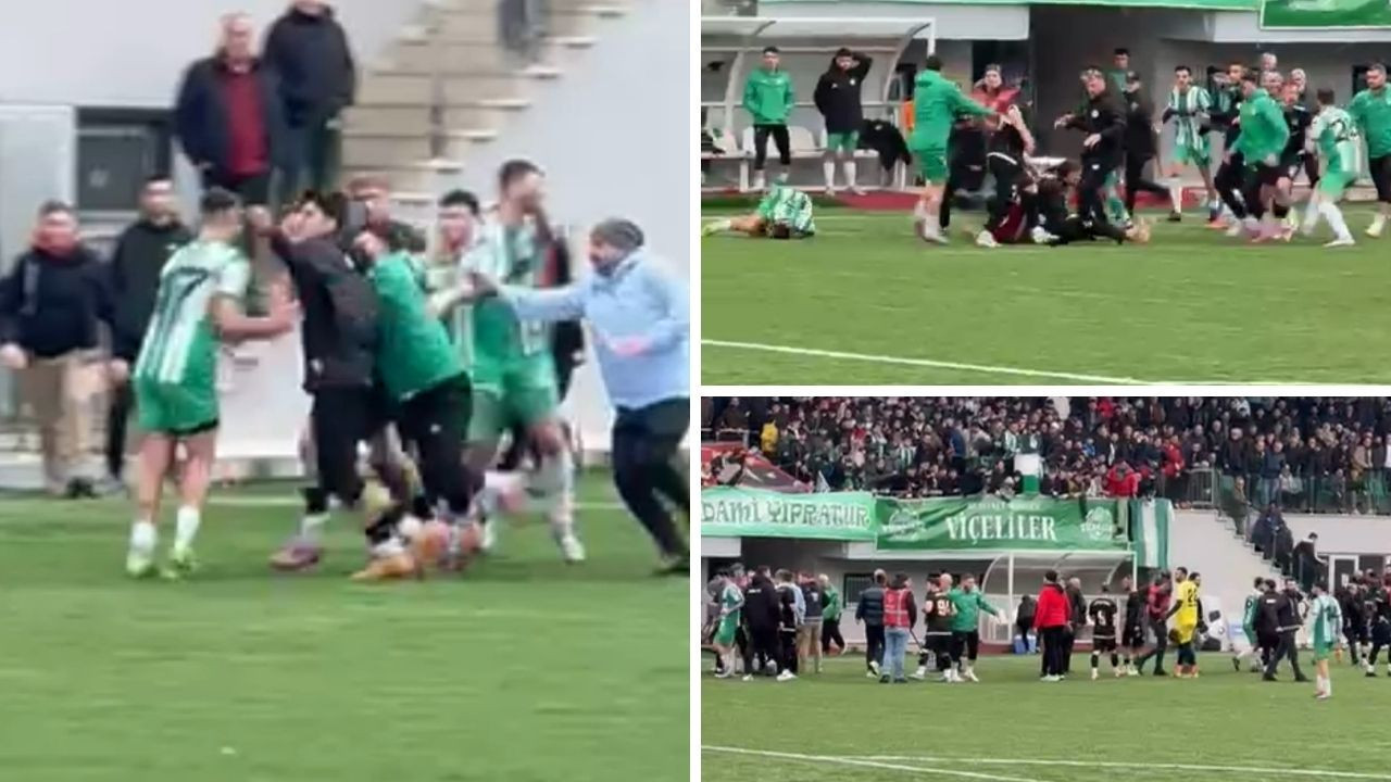 Amatör maçta saha karıştı, yumruklar konuştu