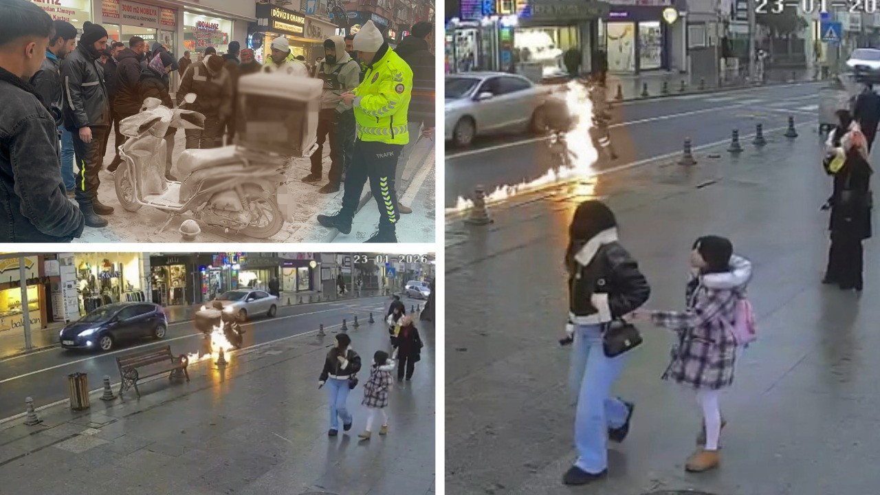 Bir anda alev topuna döndü: Üzerinden atlayarak son anda kurtuldu