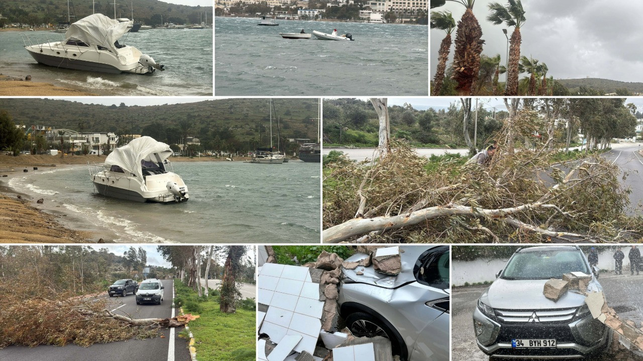 Ağaçlar devrildi, yat karaya oturdu, feribot seferleri iptal edildi