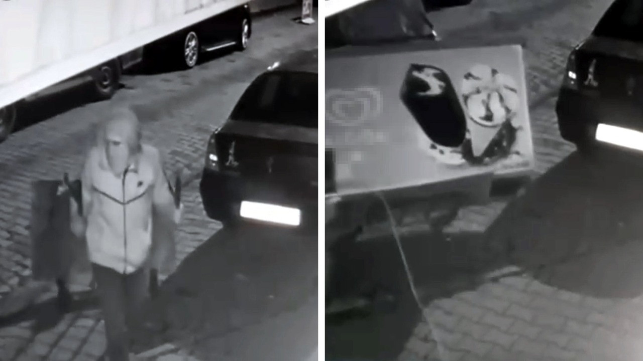 El arabasıyla dondurma dolabını çaldı