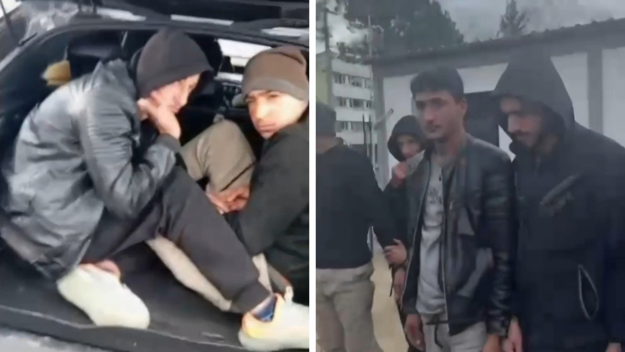 Otoyolda durdurulan otomobilden 9 kaçak göçmen çıktı