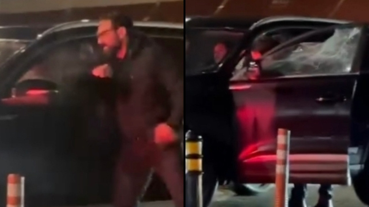 Trafik magandası, kadın sürücünün camını kırdı