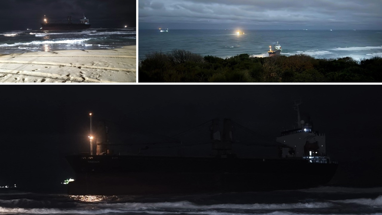 Karadeniz'de vurulan gemi Sarıyer'de karaya oturdu